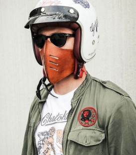 Mentonnière moto en cuir "Made Masque"