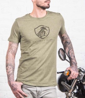 Turn left Kaky Tee-shirt moto authentique & rétro