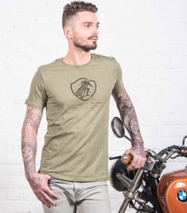 Turn left Kaky Tee-shirt moto authentique & rétro