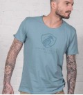 Prusse blue "Turn left" authentic & retro motorcycle t-shirt
