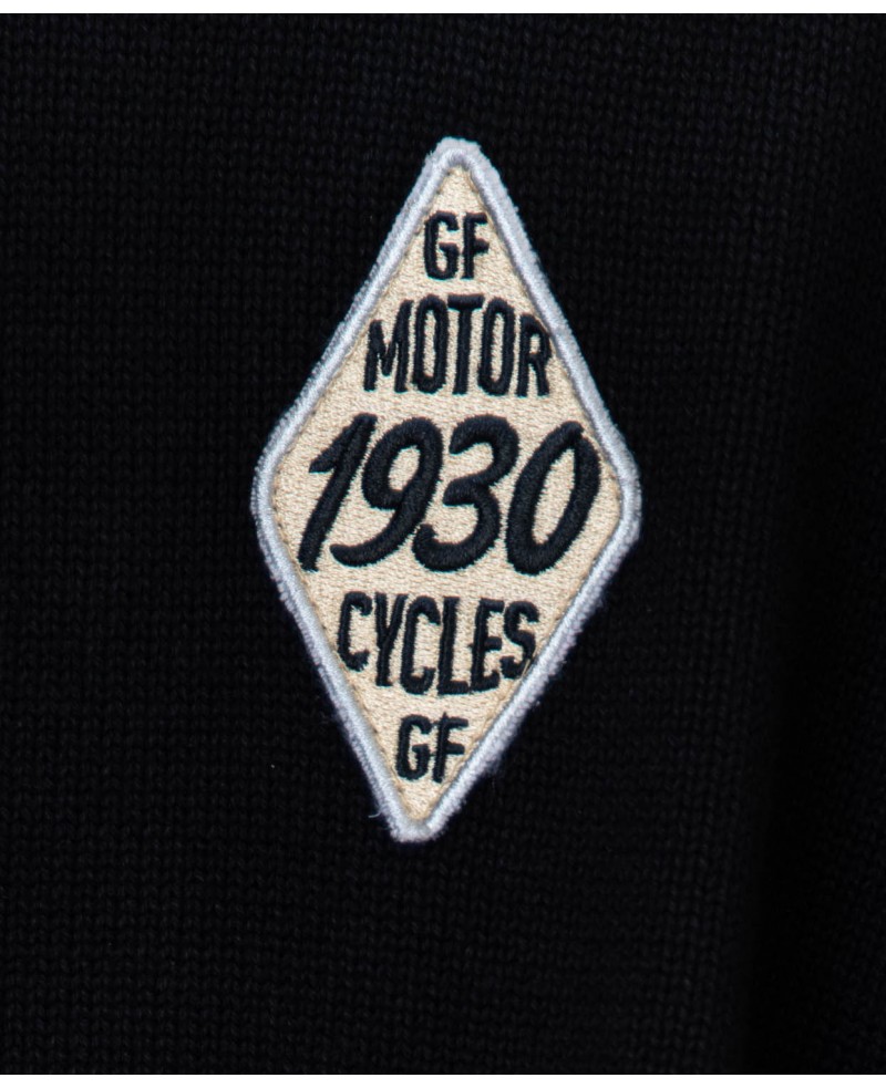 Rider full black motorcycle jersey of 1930