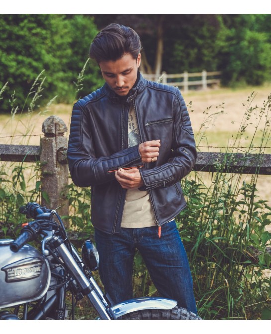 Blouson cuir moto marron. Style rétro, protections et confort le top !