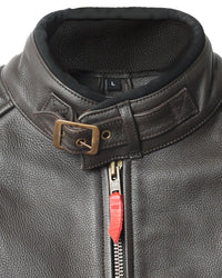 blouson cuir arsouille – moka – détail col – Garage Français