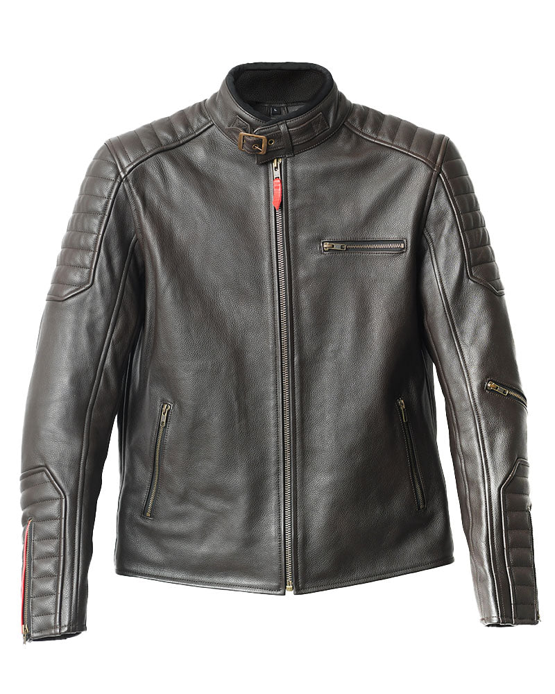 blouson cuir arsouille – moka – détail cuir – Garage Français
