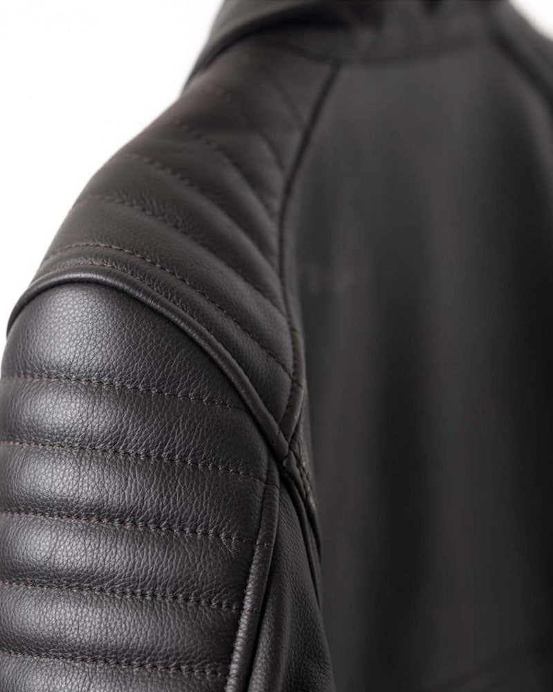 blouson cuir arsouille – moka – détail épaule – Garage Français