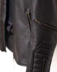 blouson cuir arsouille – moka – détail zip – Garage Français