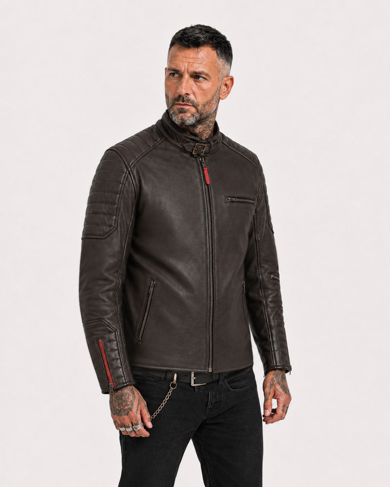 blouson cuir arsouille – moka – face – Garage Français