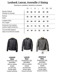 blouson cuir arsouille – moka – guide des tailles – Garage Français