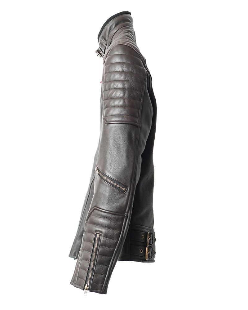 blouson cuir arsouille – moka – profil – Garage Français