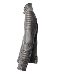 blouson cuir arsouille – moka – profil – Garage Français
