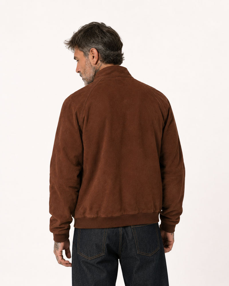 blouson moto steve daim – dos – Garage Français