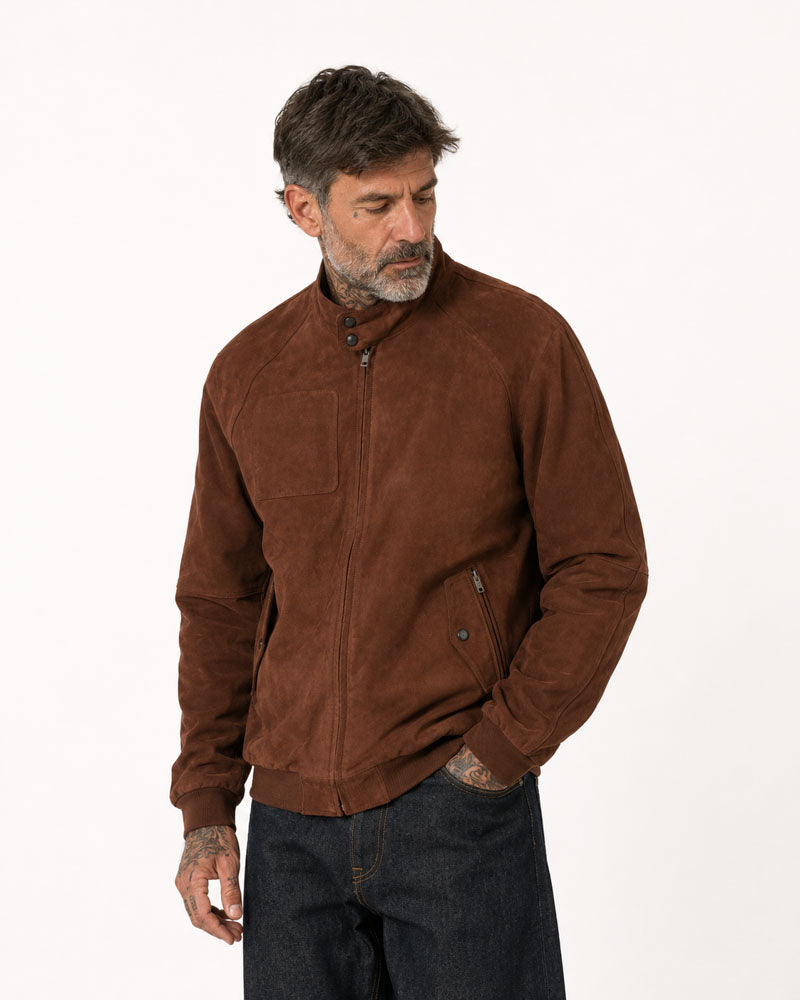blouson moto steve daim – face – Garage Français