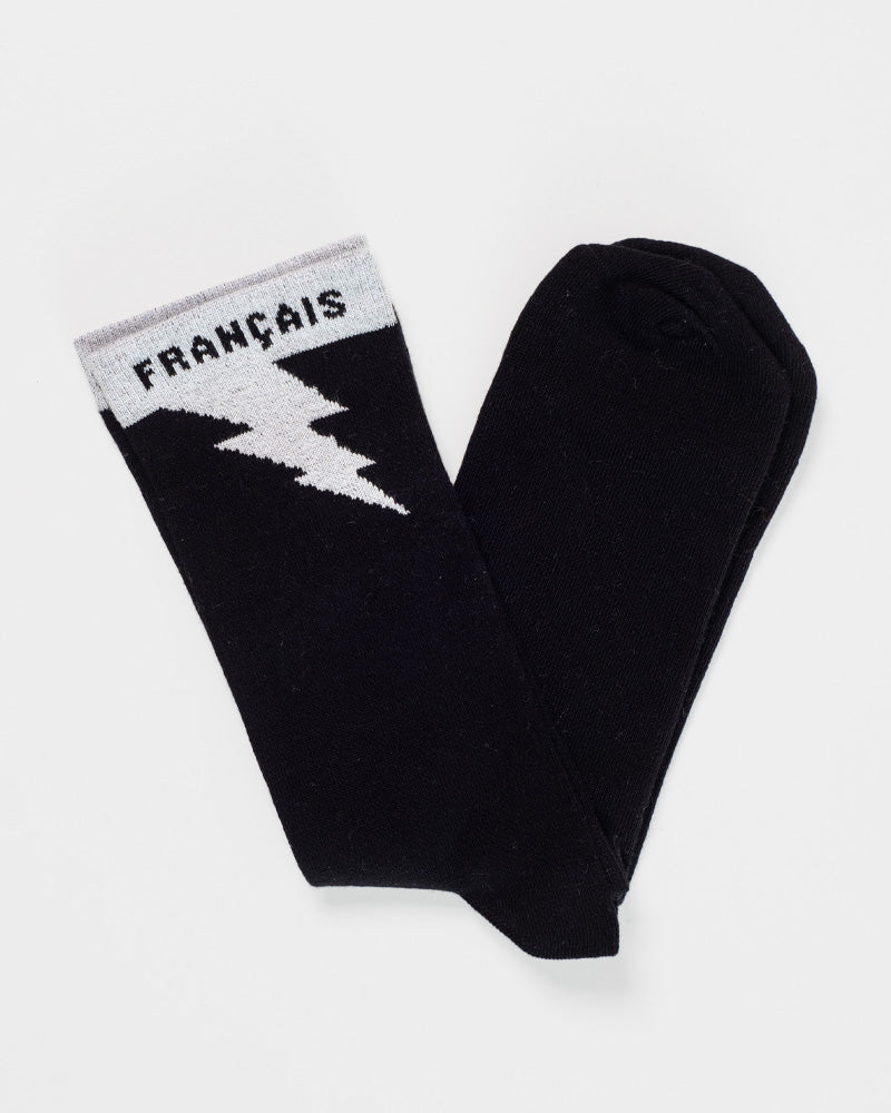 lightning socks black unisex