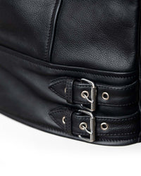 blouson cuir lascar – noir – détail boucle – Garage Français