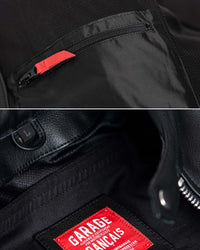blouson cuir lascar – noir – détail doublure – Garage Français