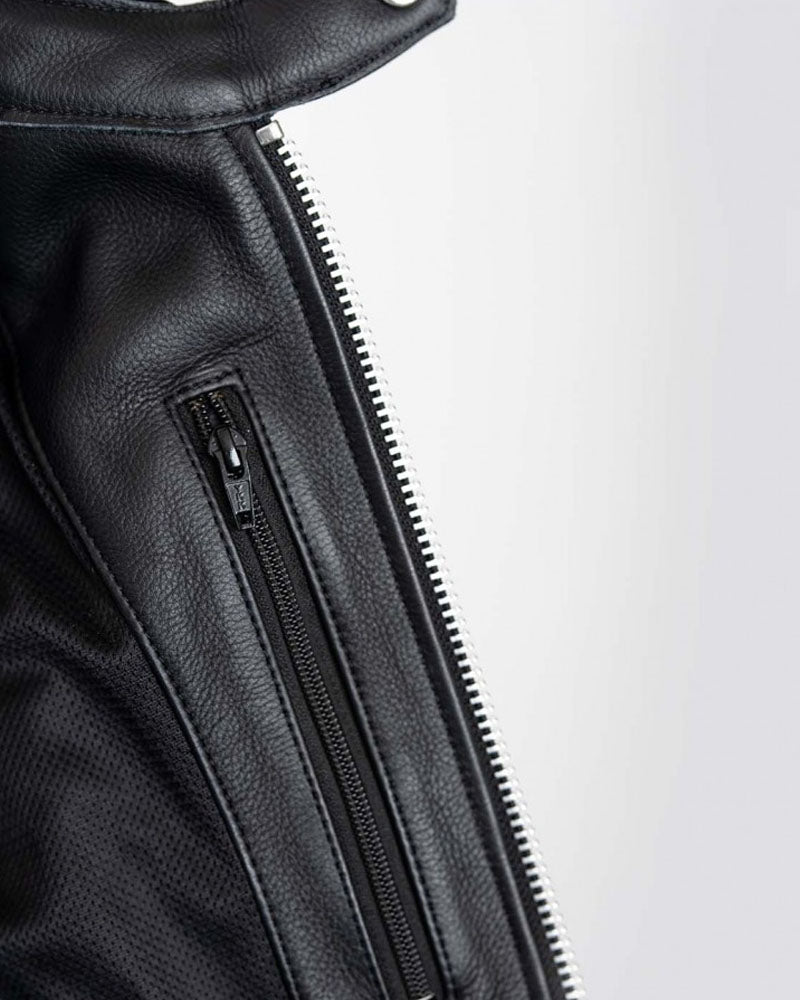 blouson cuir lascar – noir – détail zip – Garage Français