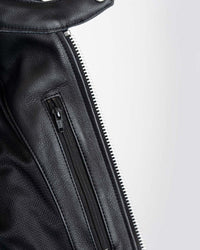 blouson cuir lascar – noir – détail zip – Garage Français