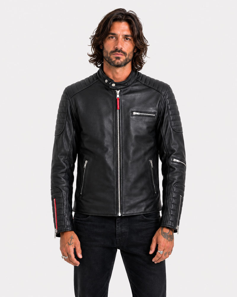 blouson cuir lascar – noir – face – Garage Français