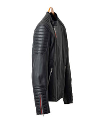 blouson cuir loubard – noir – détail manche – Garage Français