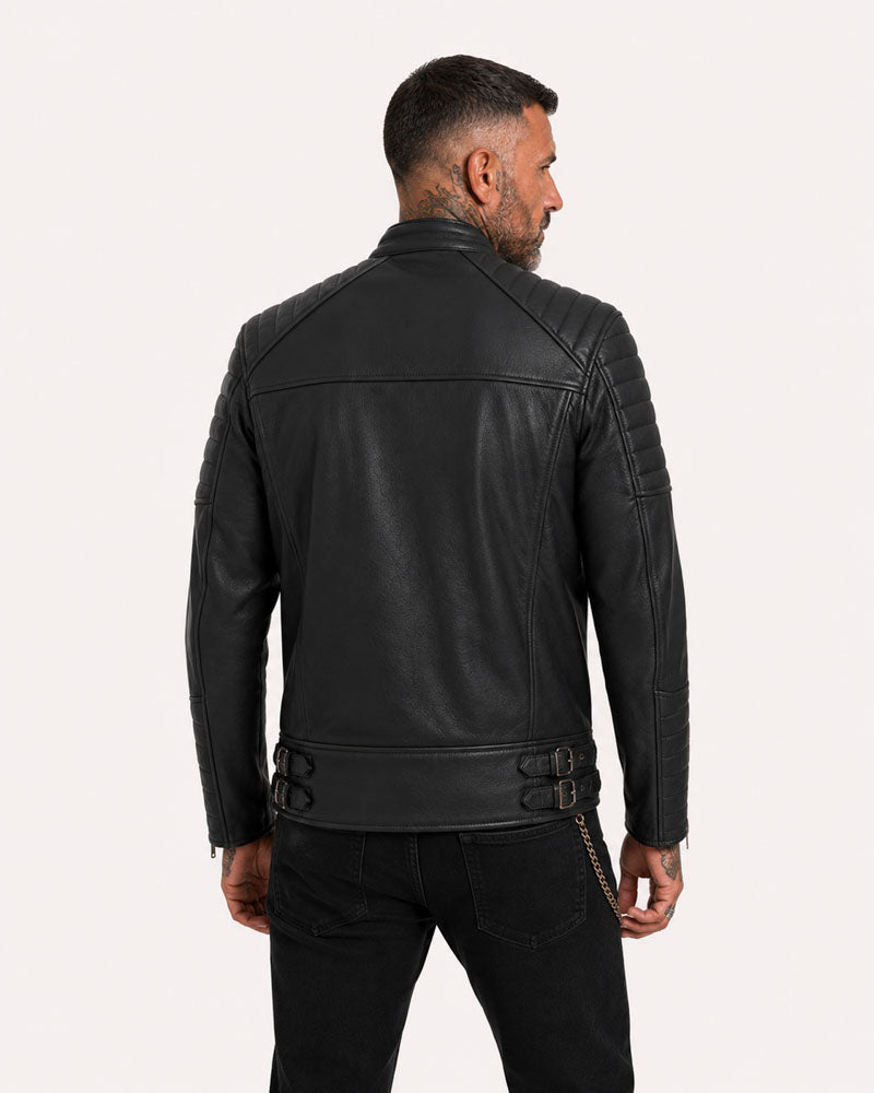 blouson cuir loubard – noir – dos – Garage Français