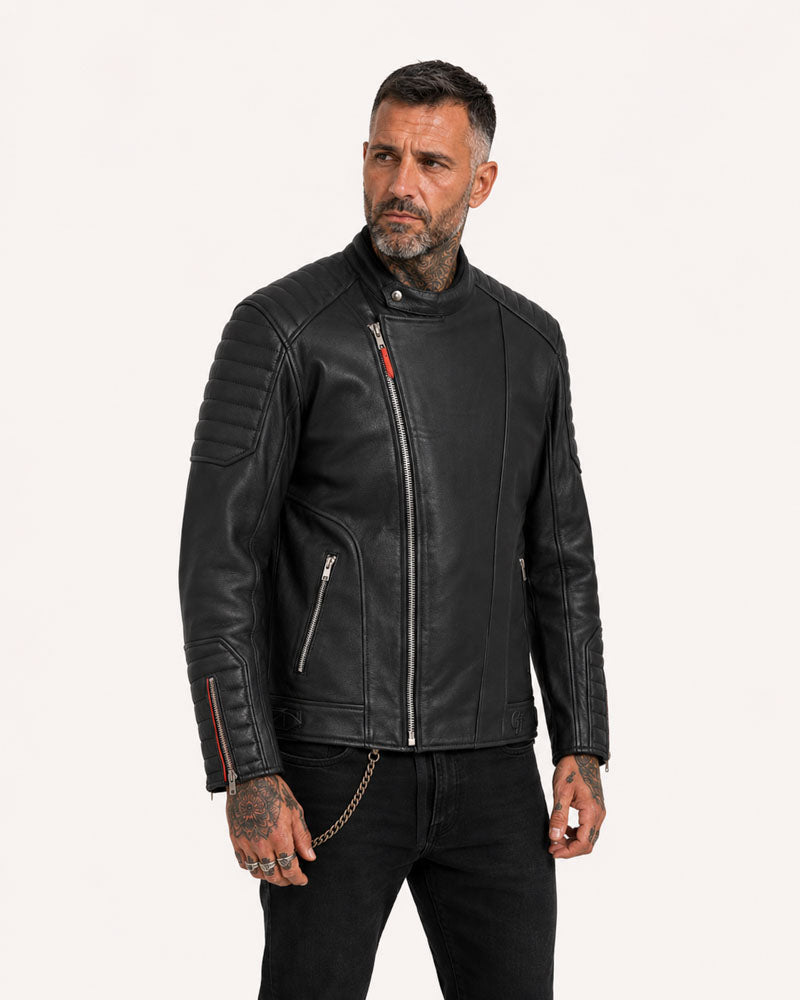 blouson cuir loubard – noir – face – Garage Français