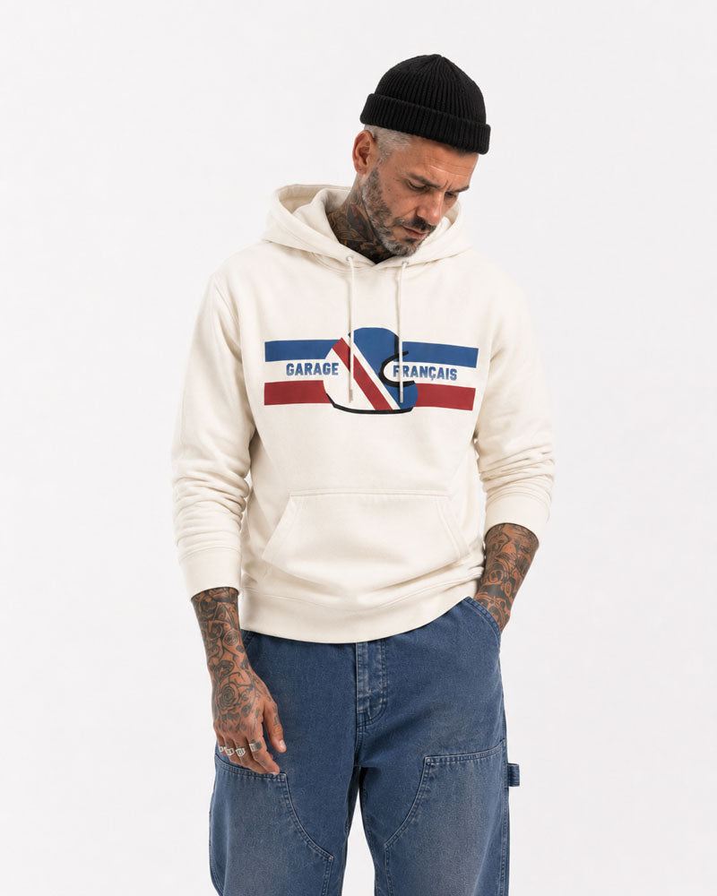 sweat-shirt casque bbr - blanc vintage – face – Garage Français