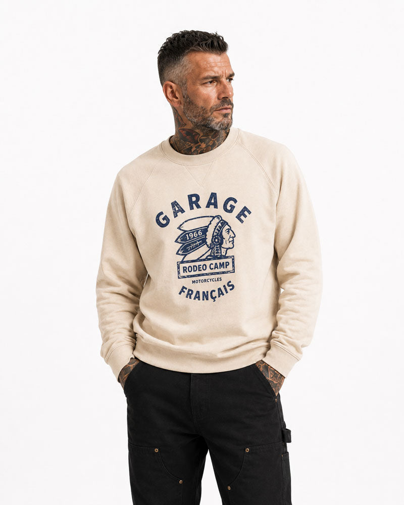 sweat-shirt rodéo camp, l’esprit sauvage, imprimé sur du 380g – face – Garage Français