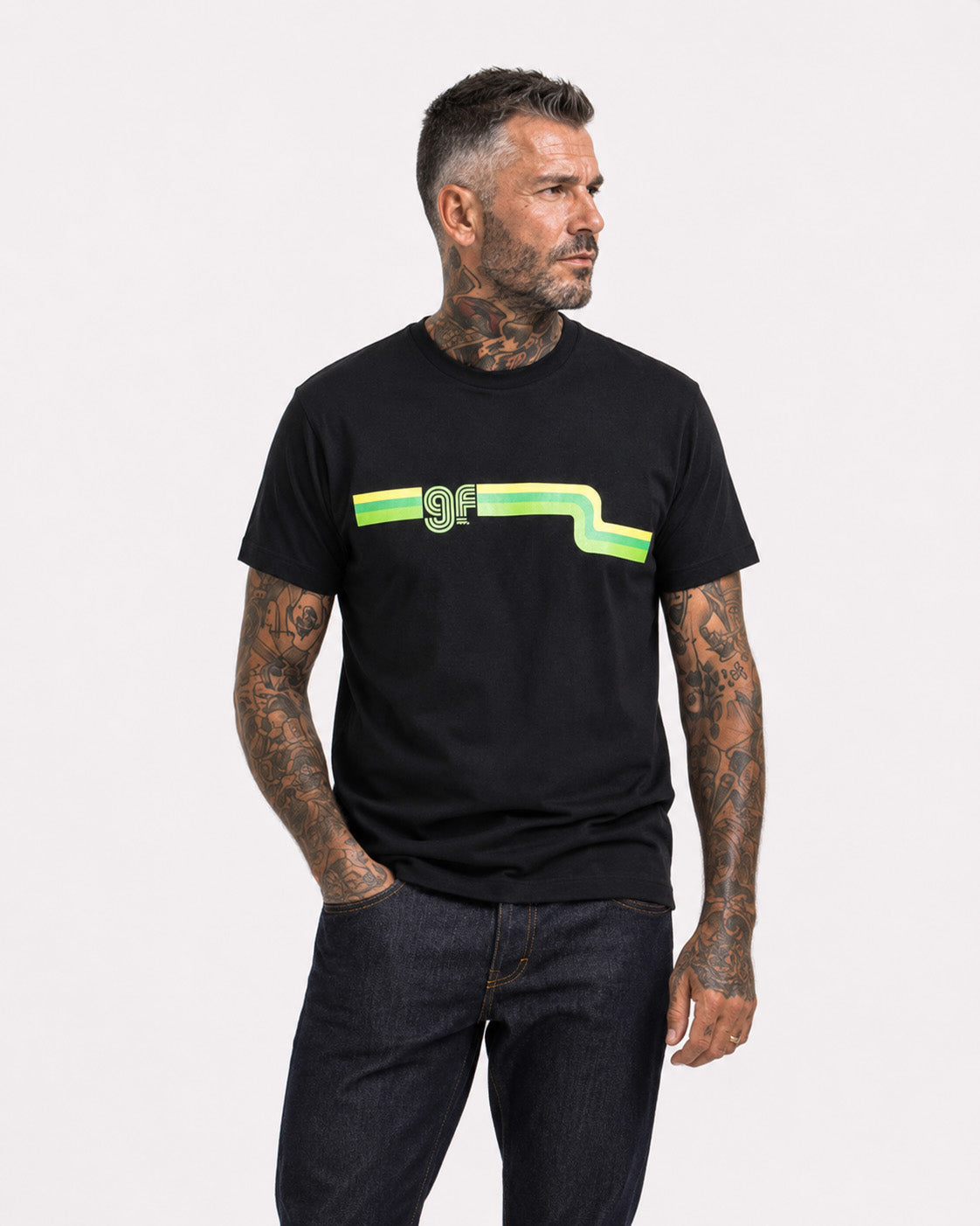 70s waves t-shirt - black