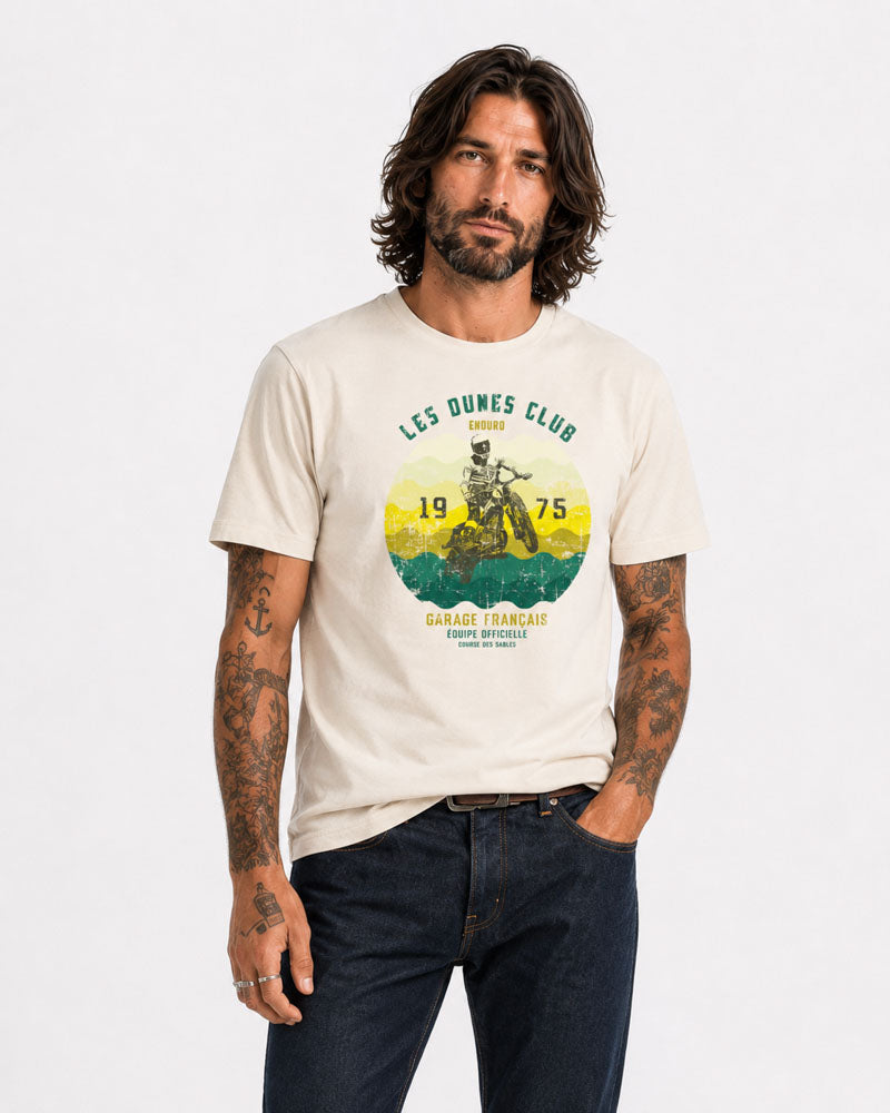 tee-shirt moto hommage à légende du touquet – face – Garage Français